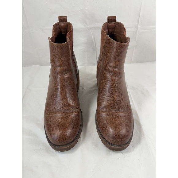 MIA Shoes - Mia Ribbed Chelsea Boot Weston Brown 7.5 M Block Heel